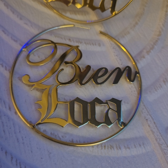 FINAL SALE!! Gold "bien loca" custom hoops!!! Spanish mexico gold - Picture 2 of 3